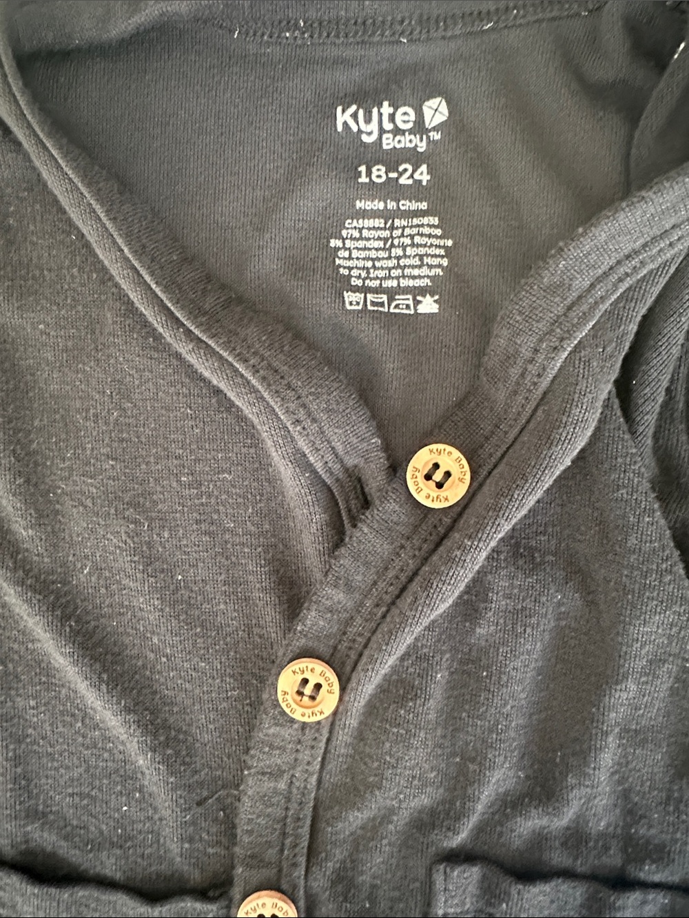 Kyte BABY Black Button-Front Hoodie Cardigan - Picture 2 of 2